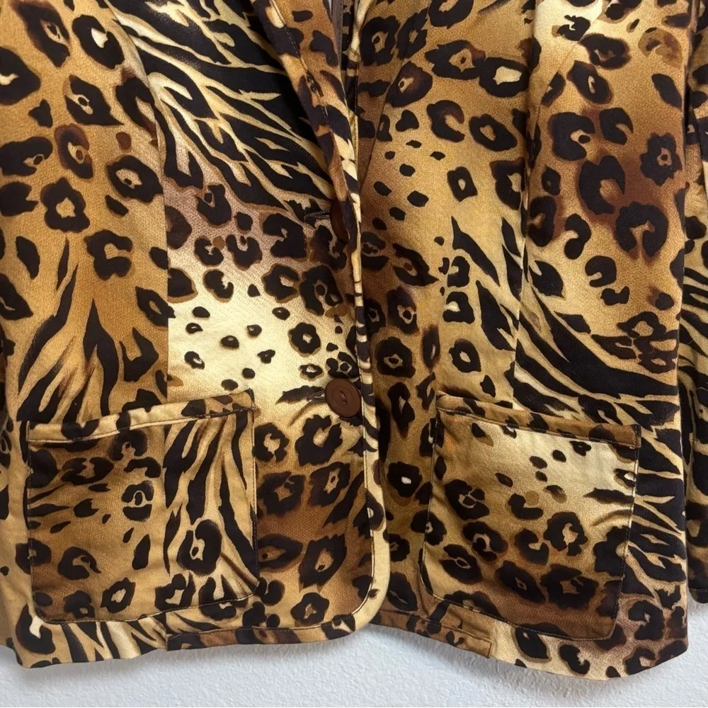 Versailles Animal Print Blazer Jacket Size 6 Leopard & Tiger Mixed Y2K Inspired